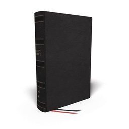 NKJV, Single-Column Wide-Margin Reference Bible, Genuine Leather, Black, Red Letter, Comfort Print: Holy Bible, New King James Version